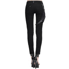 DEVIL FASHION Women's Skinny Punk Pants With Leather Patches