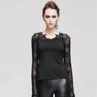 DEVIL FASHION Women's Spiderweb Short Goth Top