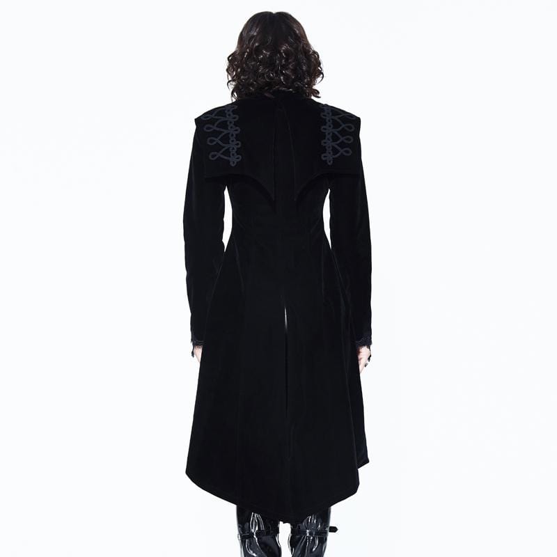 DEVIL FASHION Women's Square Bertha Collar Goth Long Coat