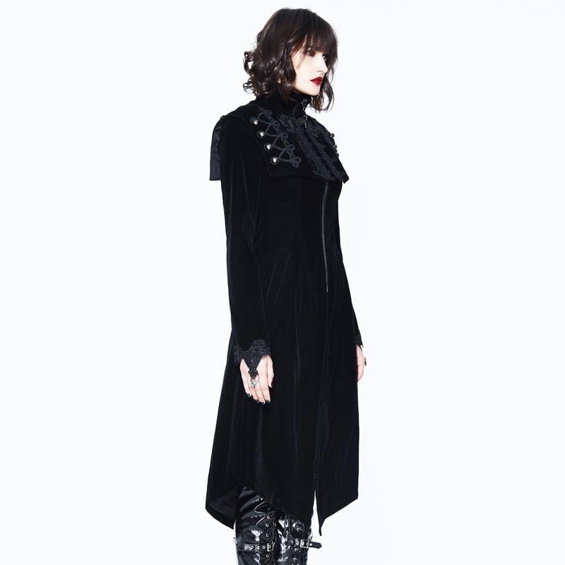 DEVIL FASHION Women's Square Bertha Collar Goth Long Coat