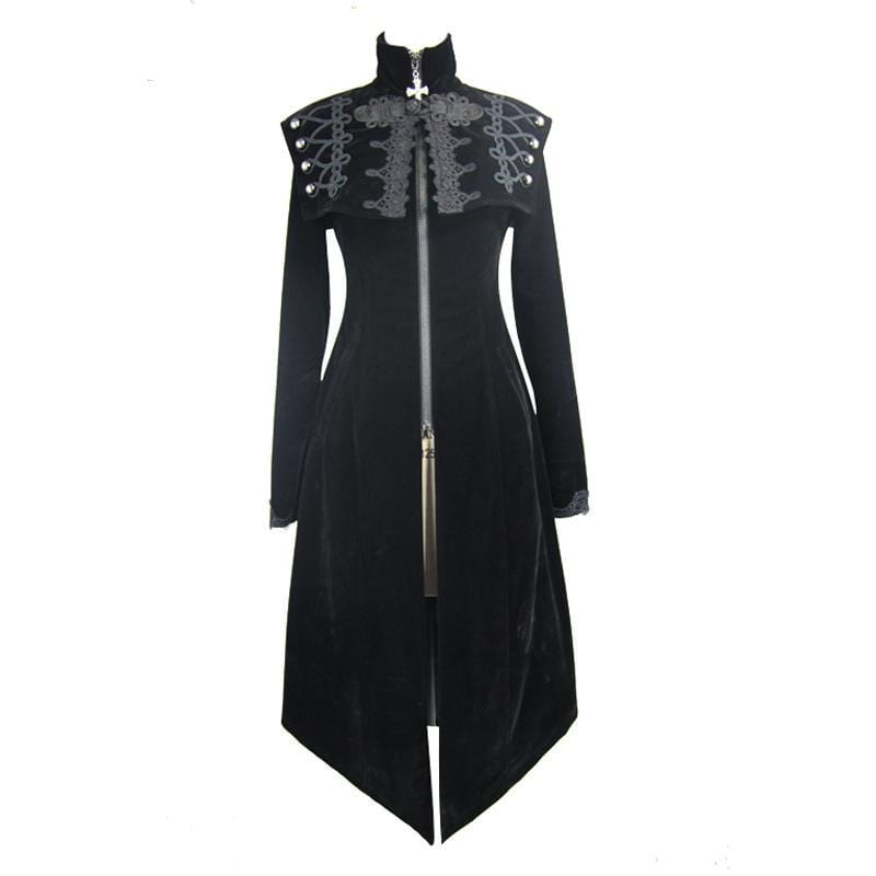 DEVIL FASHION Women's Square Bertha Collar Goth Long Coat