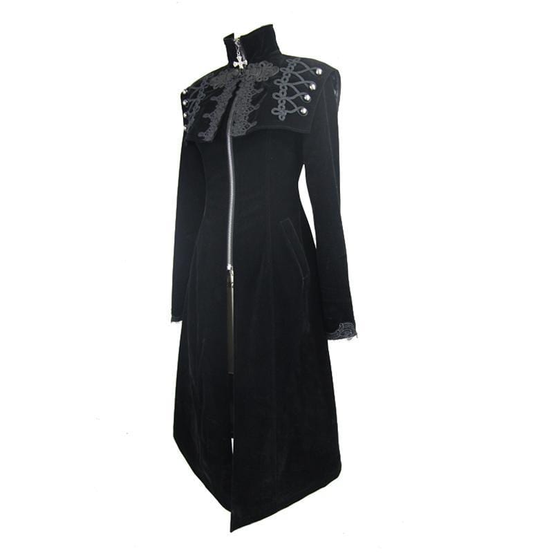 DEVIL FASHION Women's Square Bertha Collar Goth Long Coat