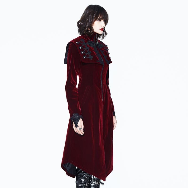 DEVIL FASHION Women's Square Bertha Collar Goth Long Coat