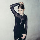Women's Velvet and Spider Web Lace Top