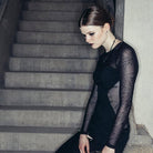 Women's Velvet and Spider Web Lace Top