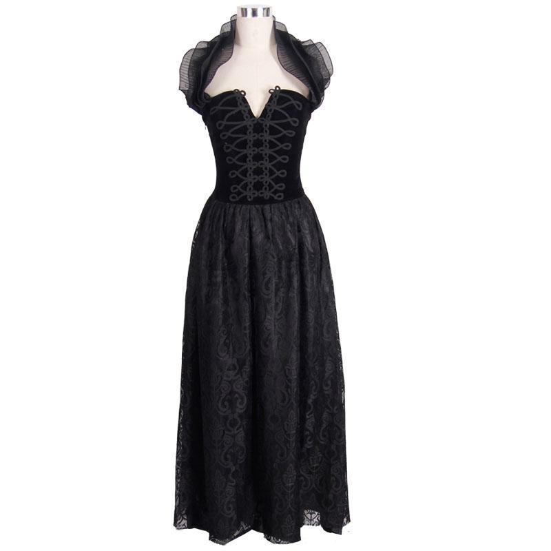 Women's Vintage Goth Long Lace Gown