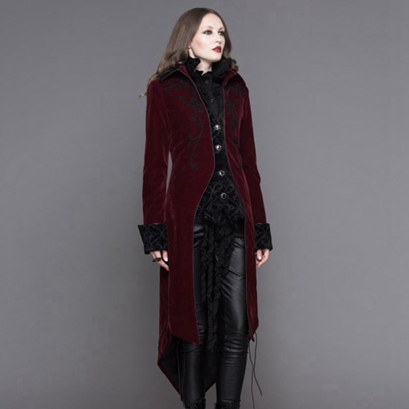 DEVIL FASHION Women's Vintage Goth Tailcoat With Large Buttons