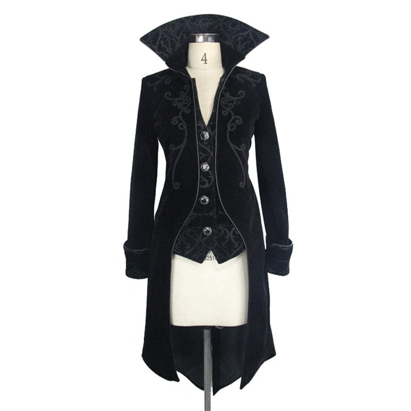 DEVIL FASHION Women's Vintage Goth Tailcoat With Large Buttons