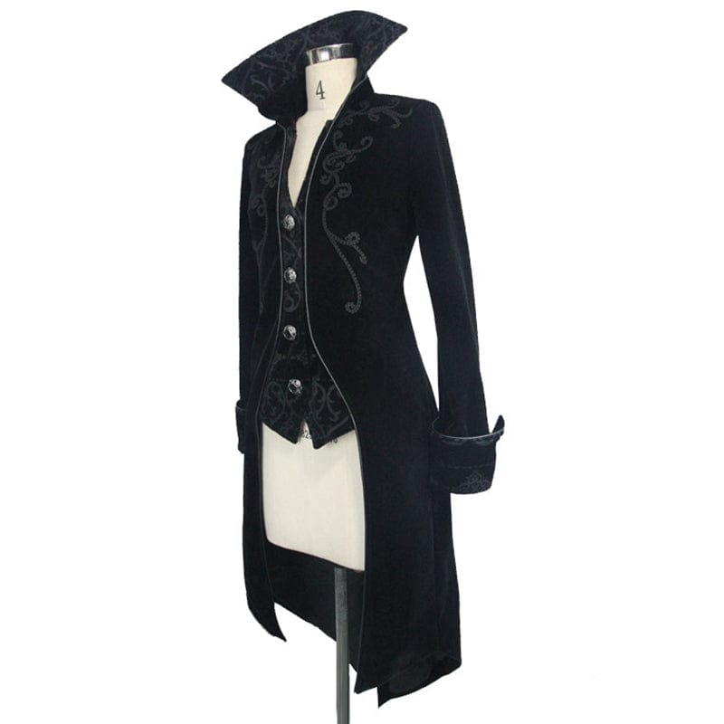 DEVIL FASHION Women's Vintage Goth Tailcoat With Large Buttons