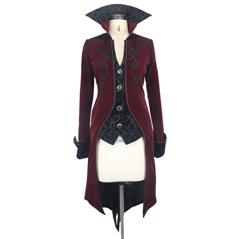 DEVIL FASHION Women's Vintage Goth Tailcoat With Large Buttons