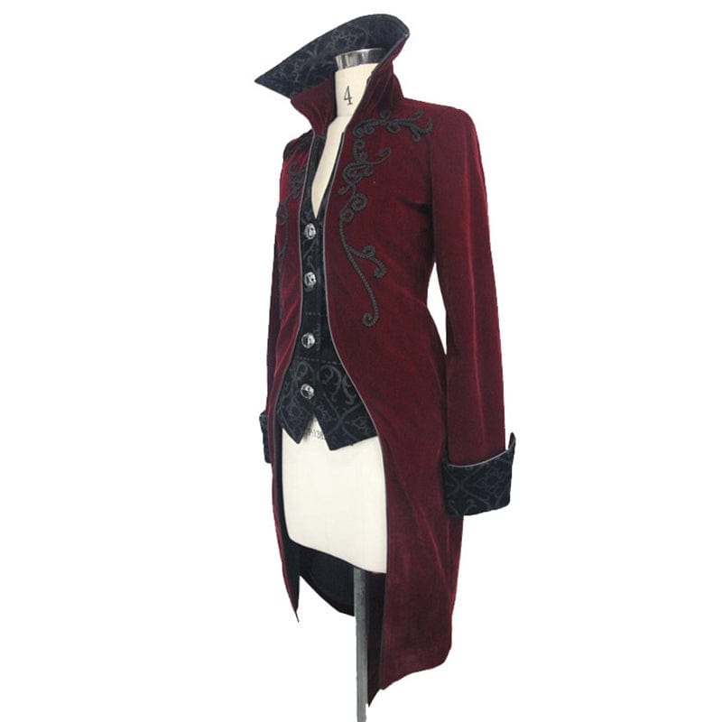 DEVIL FASHION Women's Vintage Goth Tailcoat With Large Buttons