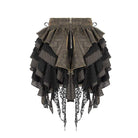 Women's Vintage Lace-up Sashes Ruffles Layered Skirts