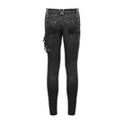 Men's Faux Leather Zipper Rivets Spliced Trousers With Pocket