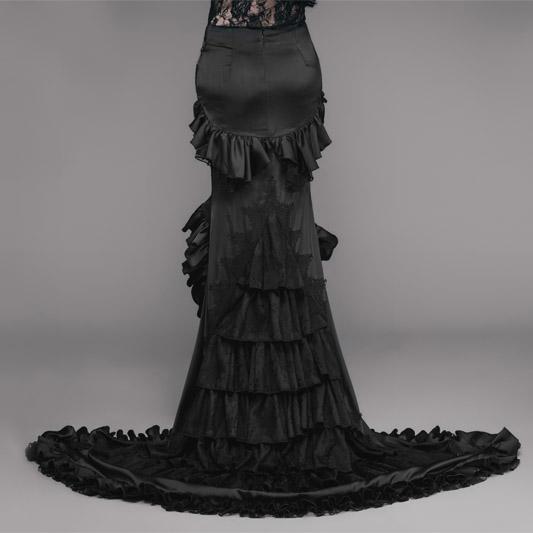 Women's Asymmetric Goth Punk Frilled Skirt