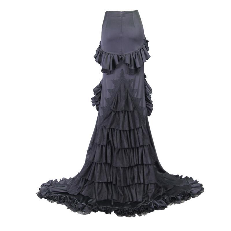 Women's Asymmetric Goth Punk Frilled Skirt