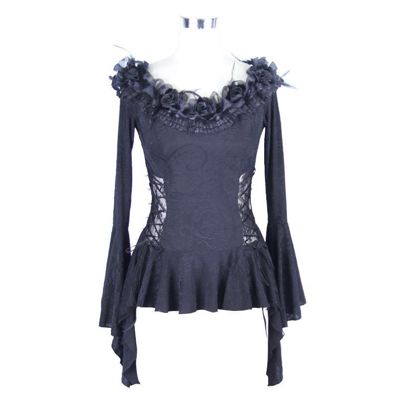 EVA LADY Women's Embellished Gothic Punk Top