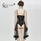 EVA LADY Women's Full Sheer Floral Lace Bustiers Rompers With Hem