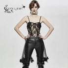 EVA LADY Women's Full Sheer Floral Lace Bustiers Rompers With Hem