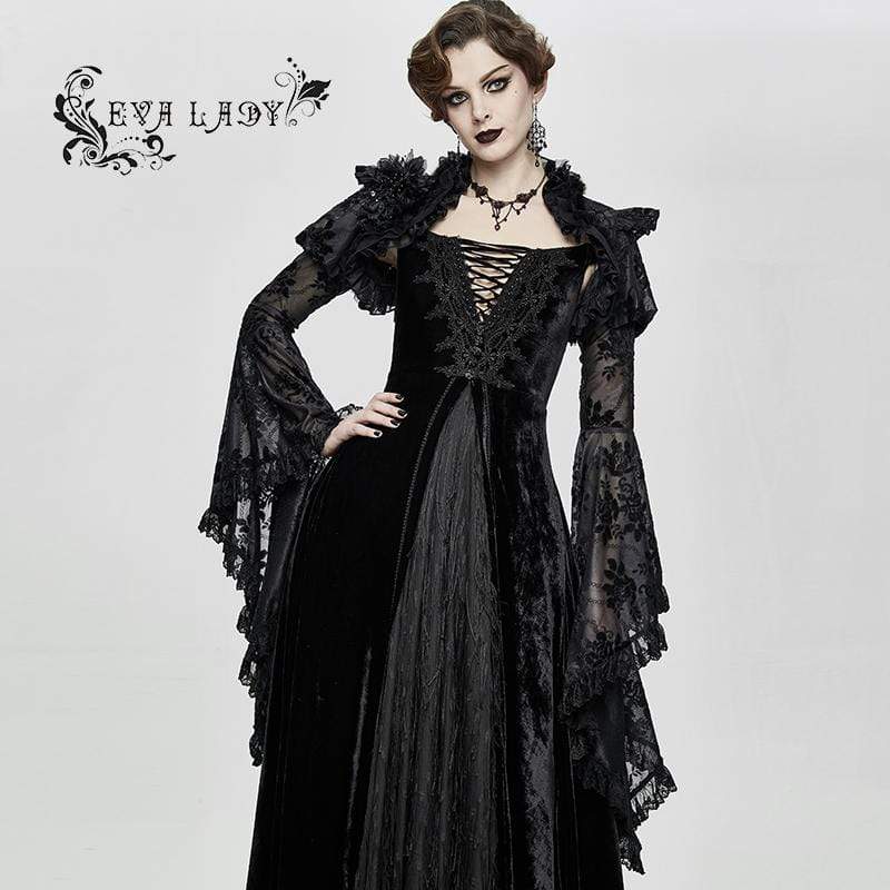 Women's Gorgeous Ruffled Floral Lace Flare Sleeved Capes