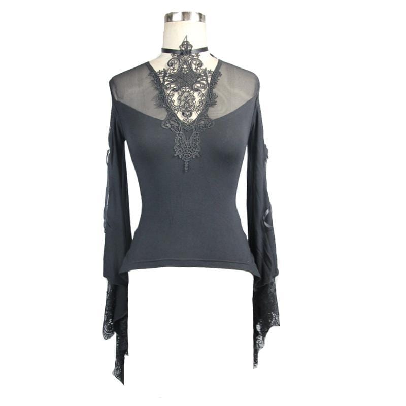 EVA LADY Women's Goth Cold Shoulder Top