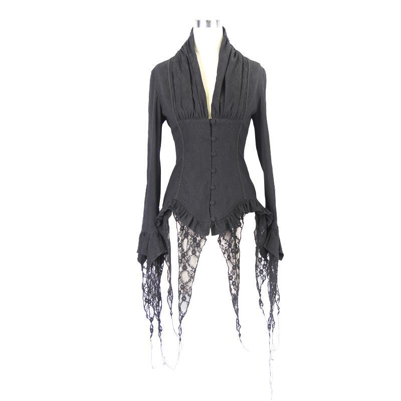 Women's Goth Fitted Blouse Black