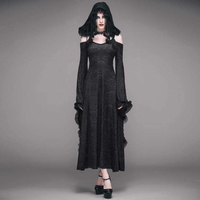 EVA LADY Women's Goth Jacquard Hooded Dress