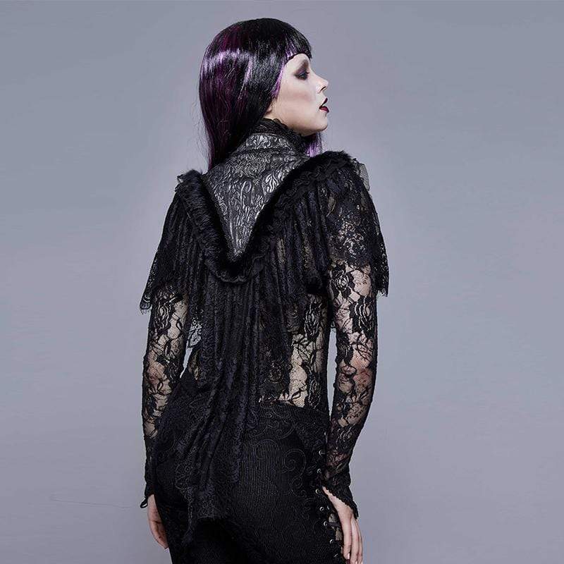 EVA LADY Women's Goth Multilayer Lace Cape