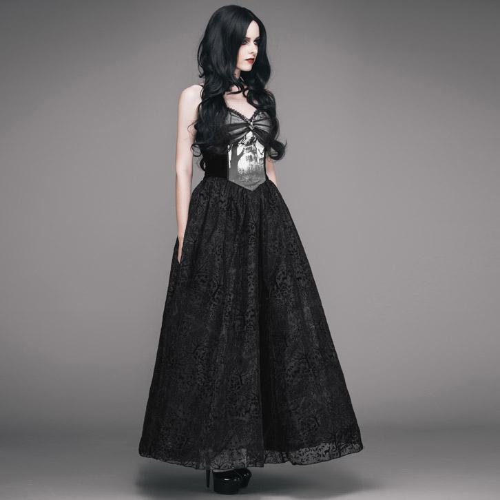 Women's Goth Punk Ankle Length Digital Print Gown