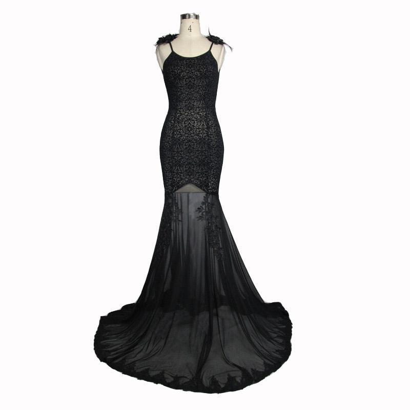 EVA LADY Women's Goth Punk Mermaid Gown