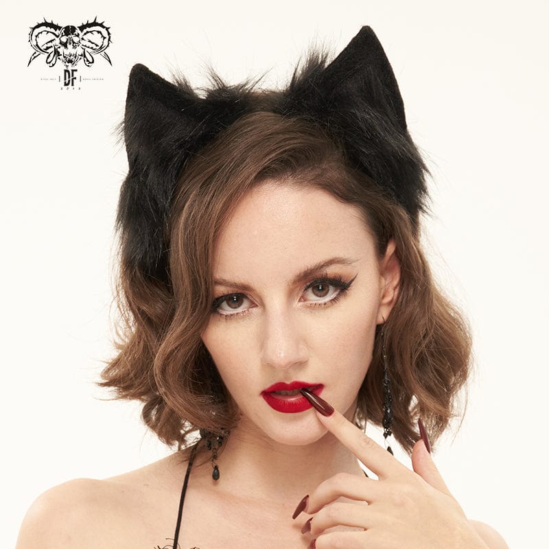 EVA LADY Women's Gothic Bunny Ears Headband Black