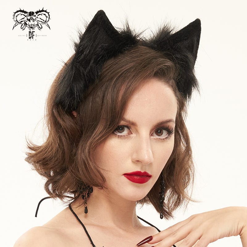 EVA LADY Women's Gothic Bunny Ears Headband Black