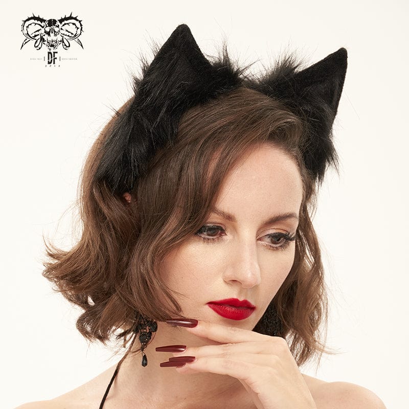 EVA LADY Women's Gothic Bunny Ears Headband Black