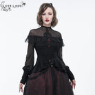 EVA LADY Women's Gothic Cape Sleeved Lace Ruffles Shirt