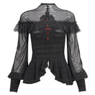 EVA LADY Women's Gothic Cape Sleeved Lace Ruffles Shirt
