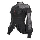 EVA LADY Women's Gothic Cape Sleeved Lace Ruffles Shirt