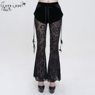 EVA LADY Women's Gothic Drawstring Mesh Splice Flared Pants