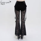 EVA LADY Women's Gothic Drawstring Mesh Splice Flared Pants