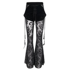 EVA LADY Women's Gothic Drawstring Mesh Splice Flared Pants