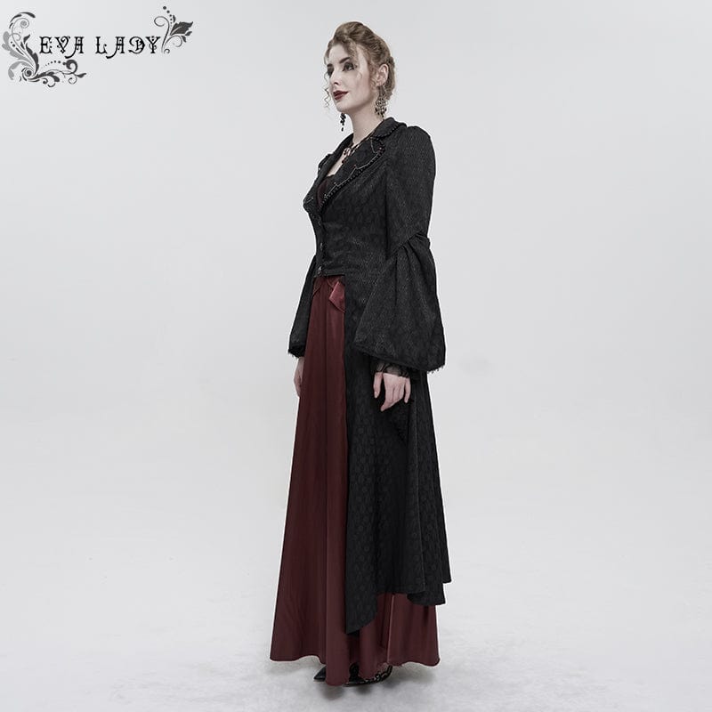 EVA LADY Women's Gothic Flared Sleeved Beaded Long Coat