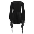 EVA LADY Women's Gothic Flared Sleeved Lace Splice Beaded Shirt