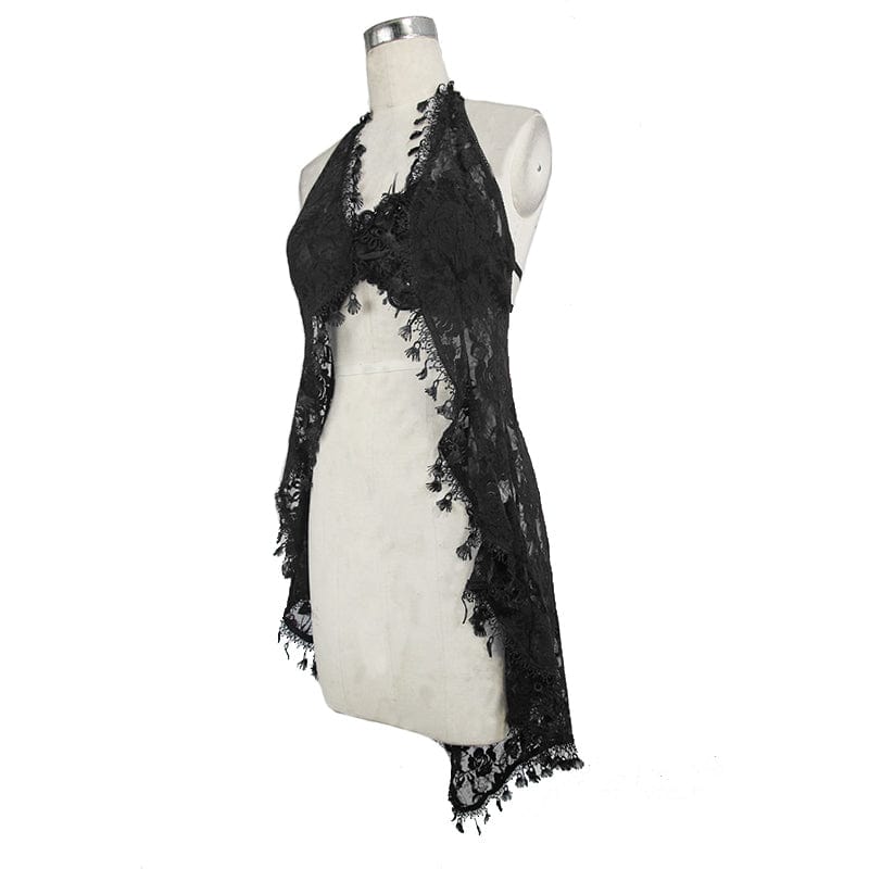 EVA LADY Women's Gothic Floral Lace Backless Dovetail Vest