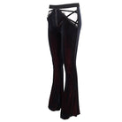 EVA LADY Women's Gothic Front Zip Side Cutout Velet Bell-bottoms