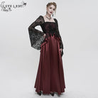 EVA LADY Women's Gothic Lace Sleeved Layered Draped Dress