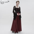EVA LADY Women's Gothic Lace Sleeved Layered Draped Dress