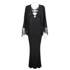 EVA LADY Women's Gothic Plunging Floral Embroidered Lace Splice Dress