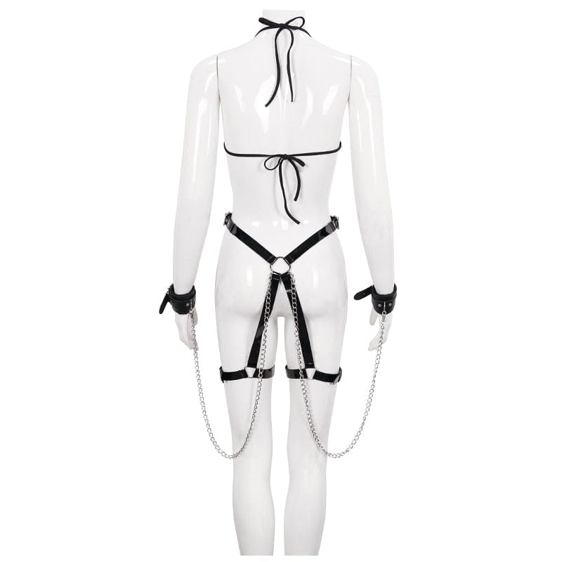 EVA LADY Women's Gothic Sexy Cross Harness with Cuffs