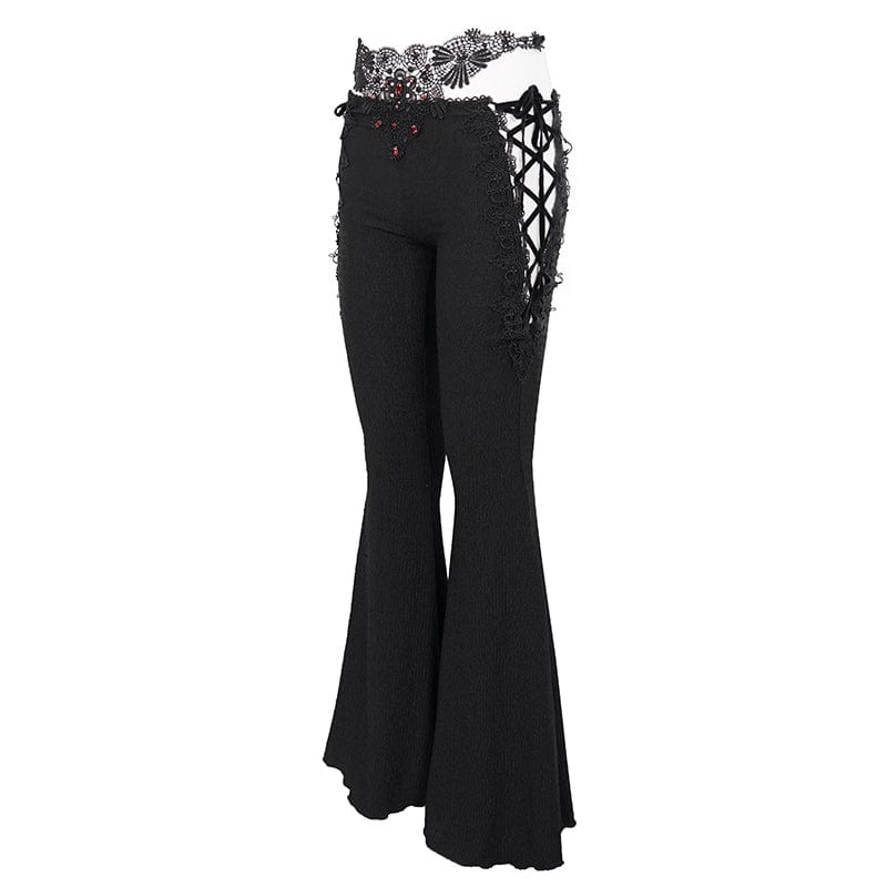 EVA LADY Women's Gothic Side Lacing-up Bell-bottoms