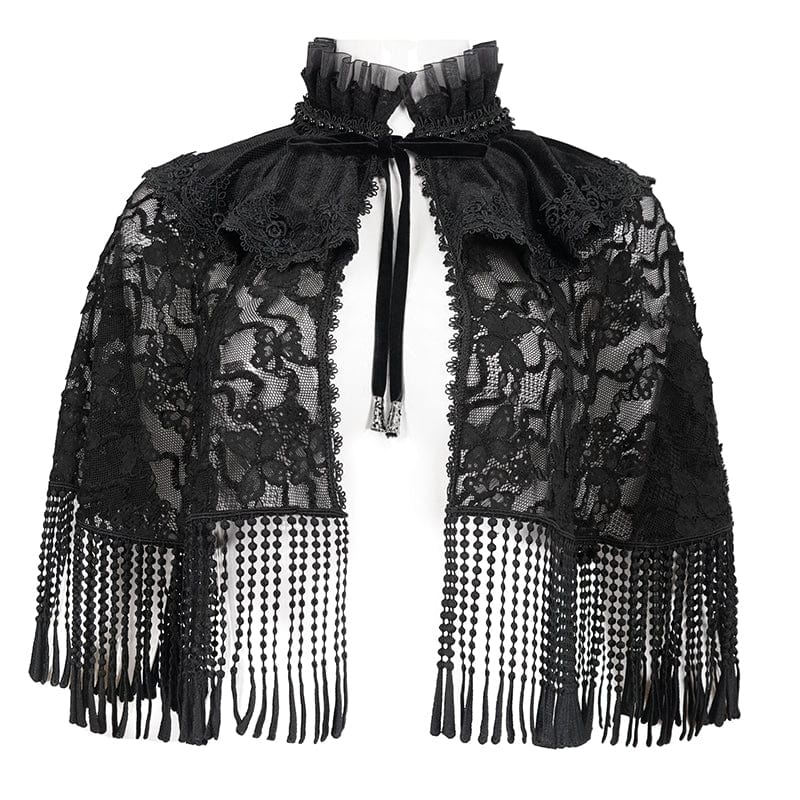 EVA LADY Women's Gothic Stand Collar Tassels Lace Cape