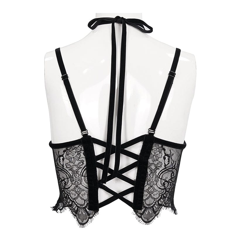 EVA LADY Women's Gothic Strappy Cutout Lace Bustier