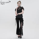 EVA LADY Women's Gothic Strappy Lace Splice Flared Pants